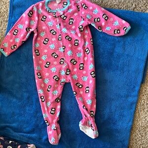 Charming Pink Penguin Kids Footie Pj’s